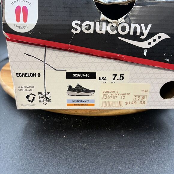 Saucony Echelon 9 Mens Size 7.5 XW Running Shoes Black White Sneakers NEW main image 4